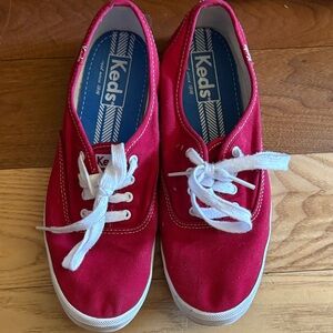 Keds Woman’s Canvas Sneakers in Bright Red with White Laces